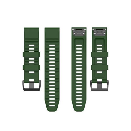 26mm Silicone Sport Watchband with Black Buckle for Garmin Fenix 6X Pro - Dark Green