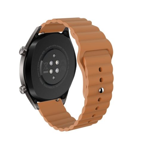 22mm Reverse Buckle Silicone Watchband for Samsung Gear S3/Galaxy Watch 46mm/Huawei GT2 46mm/Huami Amazfit 1/2 - Brown