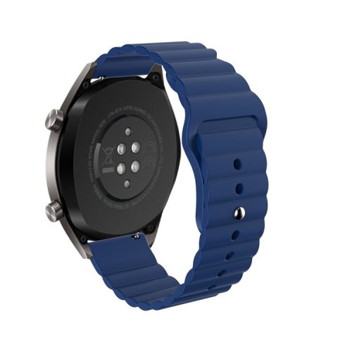 22mm Reverse Buckle Silicone Watchband for Samsung Gear S3/Galaxy Watch 46mm/Huawei GT2 46mm/Huami Amazfit 1/2 - Dark Blue