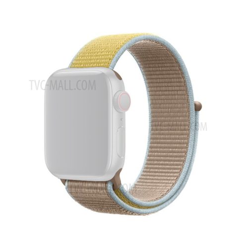 Assorted Colors Nylon Loop Fastener Smart Watch Strap for Apple Watch Series 10 42mm / 9 8 7 41mm / SE (2023) SE (2022) SE 6 5 4 40mm / 3 2 1 38mm - Yellow / Light Brown