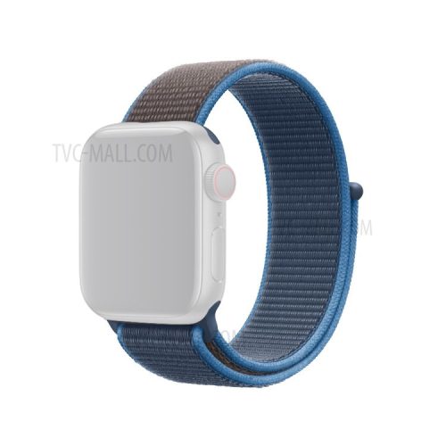 Assorted Colors Nylon Loop Fastener Smart Watch Strap for Apple Watch Series 10 42mm / 9 8 7 41mm / SE (2023) SE (2022) SE 6 5 4 40mm / 3 2 1 38mm - Ice Blue / Dark Grey