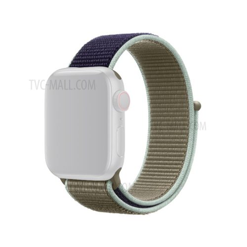 Assorted Colors Nylon Loop Fastener  Smart Watch Strap for Apple Watch Series 10 42mm / 9 8 7 41mm / SE (2023) SE (2022) SE 6 5 4 40mm / 3 2 1 38mm - Dark Blue / Khaki