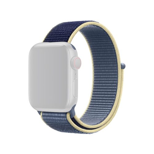 Assorted Colors Nylon Loop Fastener  Watch Strap for Apple Watch Series 10 46mm / Ultra 2 Ultra 49mm / 9 8 7 45mm / SE (2023) SE (2022) SE 6 5 4 44mm / 3 2 1 42mm - Dark Blue / Ice Blue