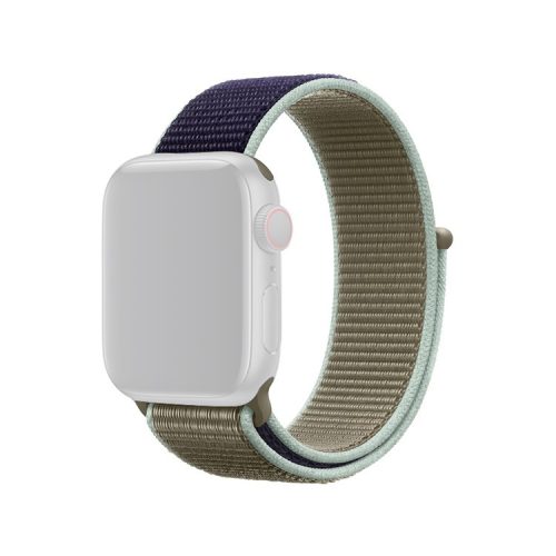 Assorted Colors Nylon Loop Fastener  Watch Strap for Apple Watch Series 10 46mm / Ultra 2 Ultra 49mm / 9 8 7 45mm / SE (2023) SE (2022) SE 6 5 4 44mm / 3 2 1 42mm - Dark Blue / Khaki