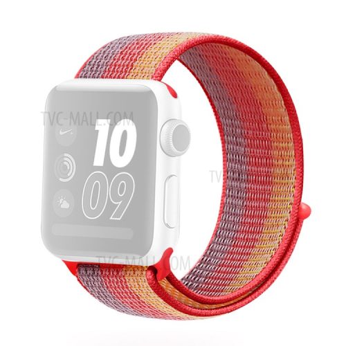 Waterproof Nylon Weaven Loop Fastener  Smart Bracelet Strap for Apple Watch Series 10 46mm / Ultra 2 Ultra 49mm / 9 8 7 45mm / SE (2023) SE (2022) SE 6 5 4 44mm / 3 2 1 42mm - Yellow / Orange