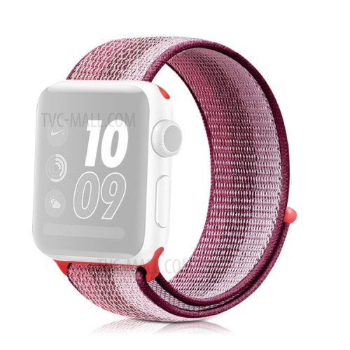 Waterproof Nylon Weaven Loop Fastener  Smart Bracelet Strap for Apple Watch Series 10 46mm / Ultra 2 Ultra 49mm / 9 8 7 45mm / SE (2023) SE (2022) SE 6 5 4 44mm / 3 2 1 42mm - Stripe Purple