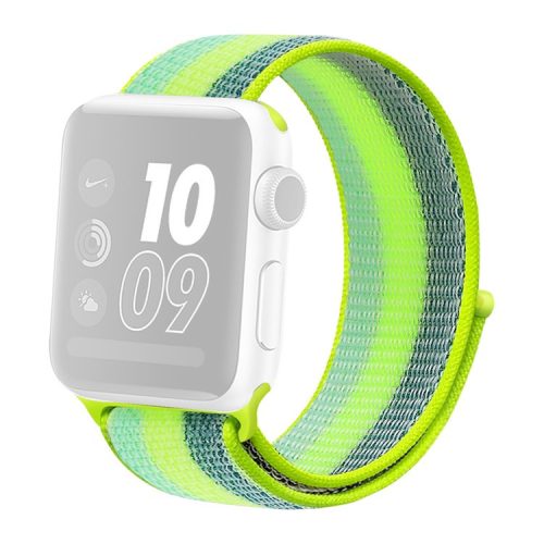 Waterproof Nylon Weaven Loop Fastener  Smart Bracelet Strap for Apple Watch Series 10 46mm / Ultra 2 Ultra 49mm / 9 8 7 45mm / SE (2023) SE (2022) SE 6 5 4 44mm / 3 2 1 42mm - Stripe Green