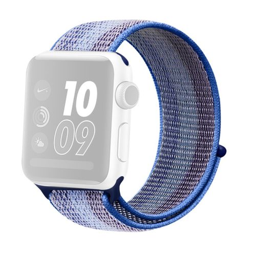 Waterproof Nylon Weaven Loop Fastener  Smart Bracelet Strap for Apple Watch Series 10 46mm / Ultra 2 Ultra 49mm / 9 8 7 45mm / SE (2023) SE (2022) SE 6 5 4 44mm / 3 2 1 42mm - Stripe Blue