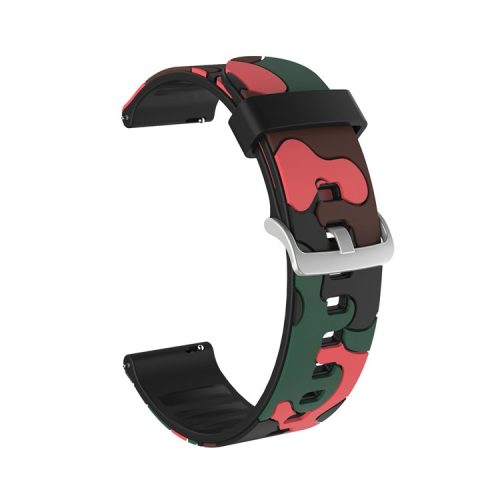 20mm Camouflage Skin Flexible Silicone Watch Strap for Huami Amazfit Watch Youth Version/GT2 42mm - Red