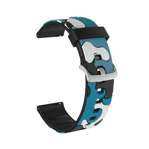 20mm Camouflage Skin Flexible Silicone Watch Strap for Huami Amazfit Watch Youth Version/GT2 42mm - Blue