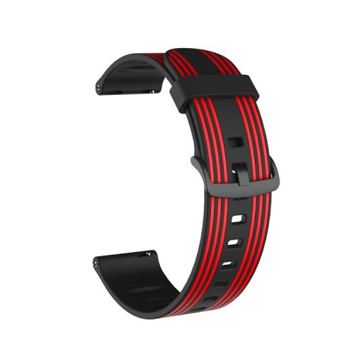 22mm Twill Color-blocking Silicone Strap for Samsung Gear S3/Galaxy Watch 46mm/Huawei GT2 46mm/Huami Amazfit Watch 1/2/GTR 47mm - Black/Red