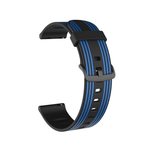 22mm Twill Color-blocking Silicone Strap for Samsung Gear S3/Galaxy Watch 46mm/Huawei GT2 46mm/Huami Amazfit Watch 1/2/GTR 47mm - Black/Blue