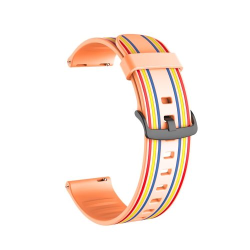 22mm Twill Color-blocking Silicone Strap for Samsung Gear S3/Galaxy Watch 46mm/Huawei GT2 46mm/Huami Amazfit Watch 1/2/GTR 47mm - Orange/Colorful