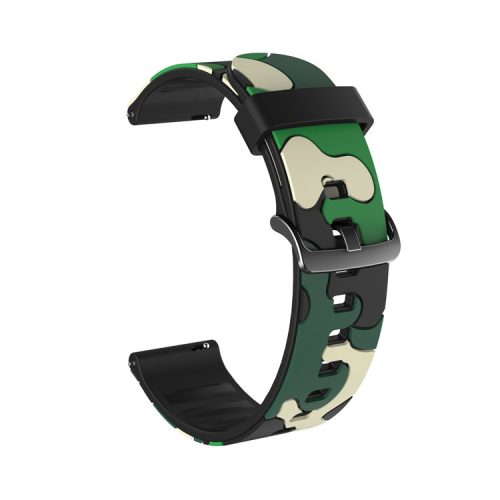 22mm Camouflage Skin Flexible Silicone Watch Band for Samsung Gear S3/Galaxy Watch 46mm/Huawei GT2 46mm/Huami Amazfit Watch 1/2/GTR 47mm - Army Green