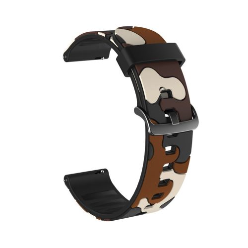 22mm Camouflage Skin Flexible Silicone Watch Band for Samsung Gear S3/Galaxy Watch 46mm/Huawei GT2 46mm/Huami Amazfit Watch 1/2/GTR 47mm - Brown