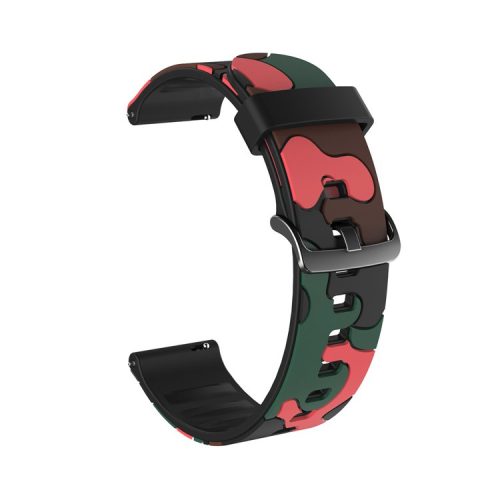 20mm Camouflage Skin Silicone Watch Band for Samsung Galaxy Watch Active1/2/Watch 42mm/Gear Sport/Huami Amazfit GTR 42mm/Bip GTS/Garmin Vivoactive 3/Move HR/Huawei Watch GT2 42mm - Red