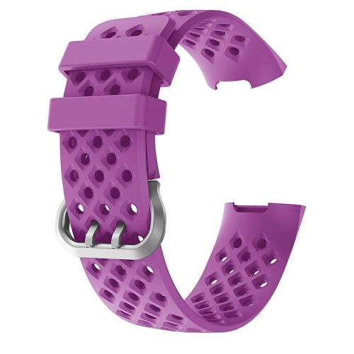 Square Holes Small Size Silicone Watch Band  for Fitbit Charge 4/3 - Purple