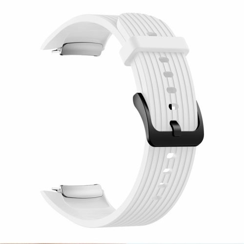 Vertical Stripes Grain Silicone Smart Watch Band Replacement [Large Size] for Samsung Galaxy Gear Fit2 pro - White