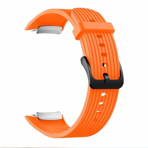 Vertical Stripes Grain Silicone Smart Watch Band Replacement [Large Size] for Samsung Galaxy Gear Fit2 pro - Orange