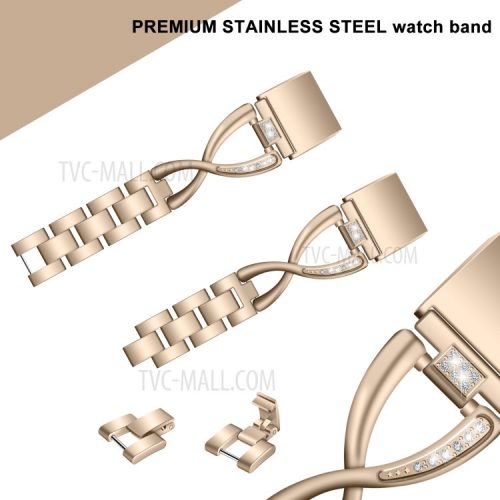 Diamond Decor Zinc Alloy Chain Watch Strap for Fitbit Charge 2 - Gold