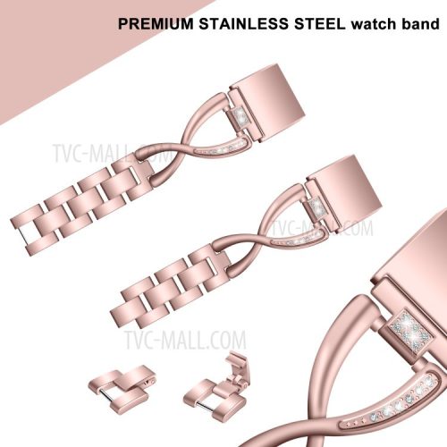 Diamond Decor Zinc Alloy Chain Watch Strap for Fitbit Charge 2 - Pink