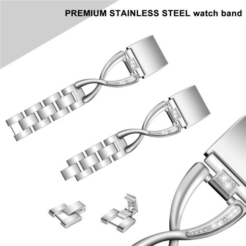 Diamond Decor Zinc Alloy Chain Watch Strap for Fitbit Charge 2 - Silver