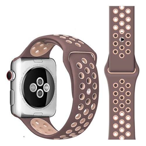 Dual Color Silicone Smart Watch Strap Replace Band for Apple Watch Series 5 / 4 44mm, Series 3 / 2 / 1 42mm, Size: M / L - Puce