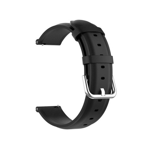 20mm Genuine Leather Smart Watch Band Replacement for Samsung Galaxy Watch Active2/Huawei Watch GT 3 42mm - Black