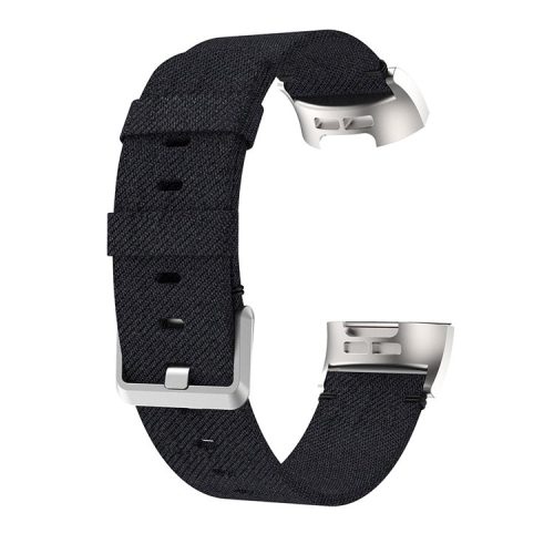 For Fitbit Charge 3/4 Canvas Watch Strap Replacement Wristband with Pin Buckle - Black