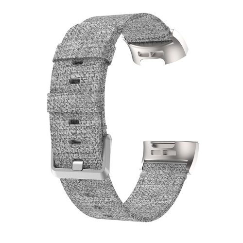 For Fitbit Charge 3/4 Canvas Watch Strap Replacement Wristband with Pin Buckle - Grey