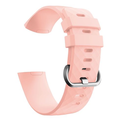 Diamond Grain Silicone Smart Watch Band Replacement [Large Size] for Fitbit Charge3/Charge4 - Pink