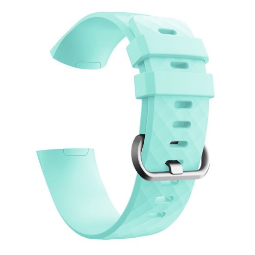 Diamond Grain Silicone Smart Watch Band Replacement [Large Size] for Fitbit Charge3/Charge4 - Green