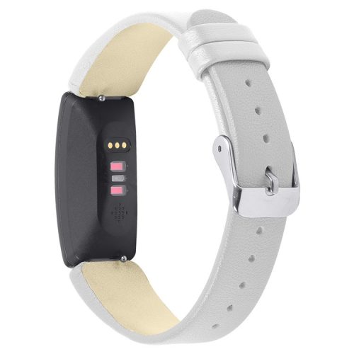 Single Loop Hemming Genuine Leather Short Style Watch Band for Fitbit Inspire/Inspire HR - White