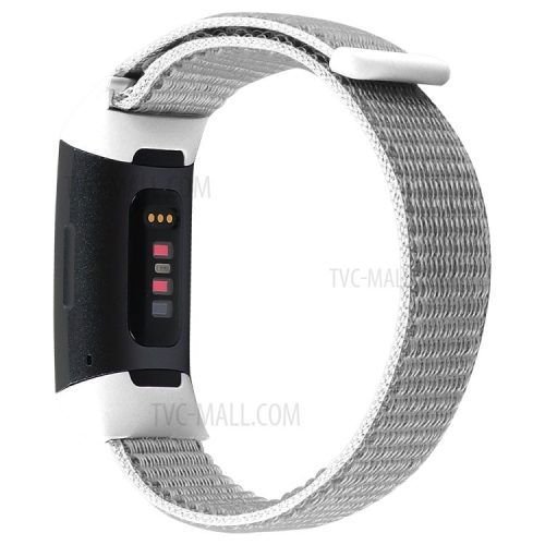 Nylon Knit Loop Fastener Smart Watch Strap for Fitbit Charge 4/3 - Grey