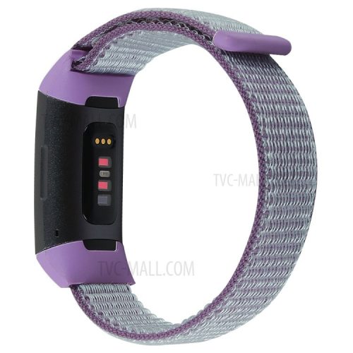 Nylon Knit Loop Fastener Smart Watch Strap for Fitbit Charge 4/3 - Purple