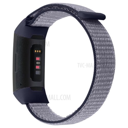 Nylon Knit Loop Fastener Smart Watch Strap for Fitbit Charge 4/3 - Blue