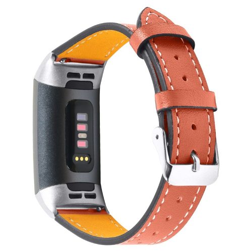 For Fitbit Charge 4/3 Watch Strap Genuine Leather Smart Watch Band Replacement - Orange