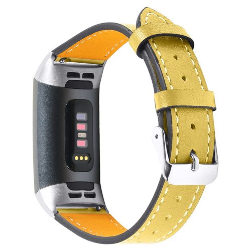 For Fitbit Charge 4/3 Watch Strap Genuine Leather Smart Watch Band Replacement - Yellow