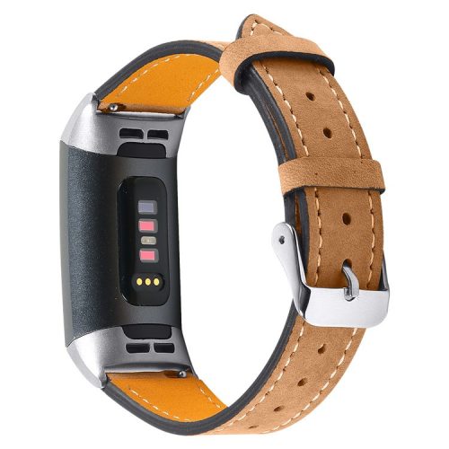 For Fitbit Charge 4/3 Watch Strap Genuine Leather Smart Watch Band Replacement - Coffee