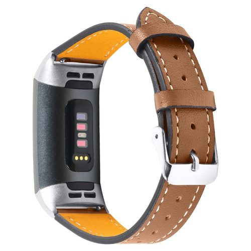 For Fitbit Charge 4/3 Watch Strap Genuine Leather Smart Watch Band Replacement - Brown