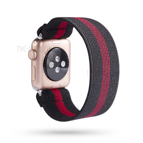 Color Matching Nylon Watch Band for Apple Watch Series 8 45mm / Ultra 49mm / Ultra 2 49mm / Series 9 45mm / SE (2023) 44mm / 7 45mm / Series 6 / SE / SE (2022) 44m / 5 / 4 44mm / Series 3 2 1 Watch 42mm - Black / Red