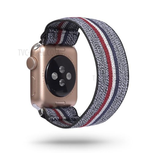 Color Matching Nylon Watch Band for Apple Watch Series 8 45mm / Ultra 49mm / Ultra 2 49mm / Series 9 45mm / SE (2023) 44mm / 7 45mm / Series 6 / SE / SE (2022) 44m / 5 / 4 44mm / Series 3 2 1 Watch 42mm - Grey / Colorful