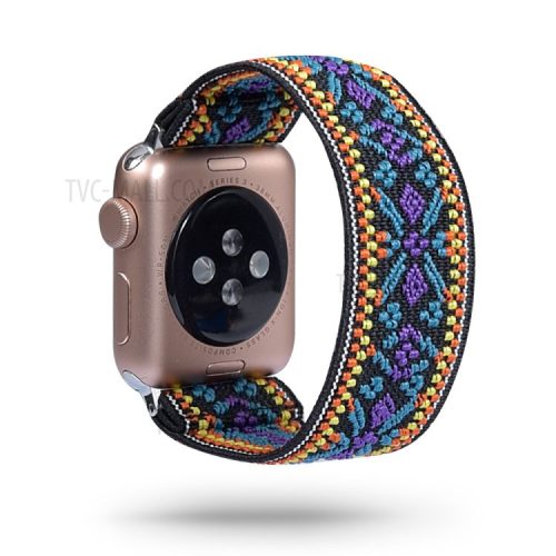 Color Matching Nylon Watch Band for Apple Watch Series 8 45mm / Ultra 49mm / Ultra 2 49mm / Series 9 45mm / SE (2023) 44mm / 7 45mm / Series 6 / SE / SE (2022) 44m / 5 / 4 44mm / Series 3 2 1 Watch 42mm - National Style