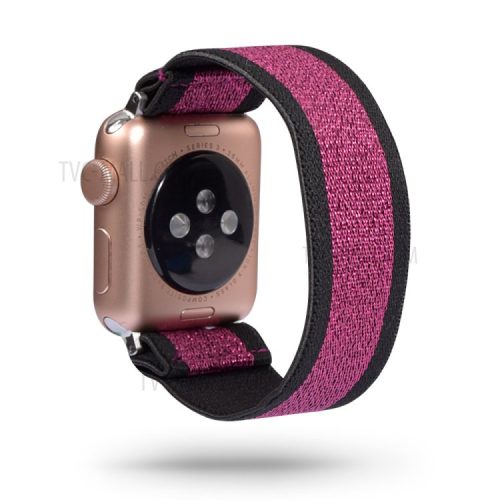 Color Matching Printing Nylon Watch Band for Apple Watch Series 10 42mm / 9 8 7 41mm / 6 5 4 SE SE (2022) SE (2023) 40mm / 3 2 1 38mm - Black / Rose