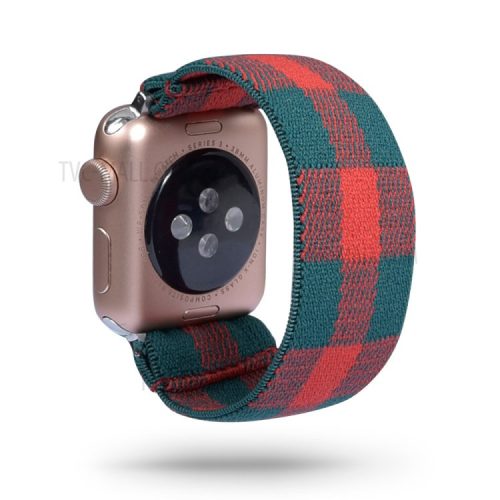 Color Matching Printing Nylon Watch Band for Apple Watch Series 10 42mm / 9 8 7 41mm / 6 5 4 SE SE (2022) SE (2023) 40mm / 3 2 1 38mm - Green / Red