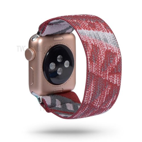 Color Matching Printing Nylon Watch Band for Apple Watch Series 10 42mm / 9 8 7 41mm / 6 5 4 SE SE (2022) SE (2023) 40mm / 3 2 1 38mm - Wine Red