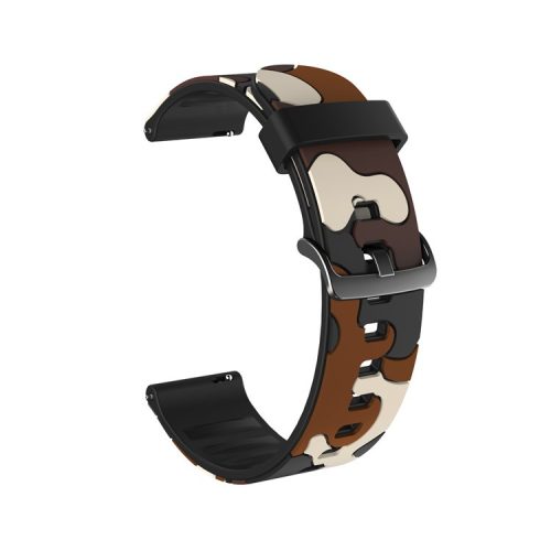 22mm Camouflage with Black Buckle Silicone Watch Band for Huawei Watch GT 2 46mm/GT/GT 2e - Brown