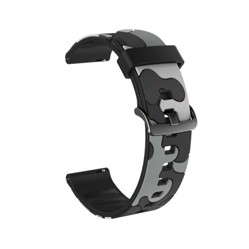 22mm Camouflage with Black Buckle Silicone Watch Band for Huawei Watch GT 2 46mm/GT/GT 2e - Black