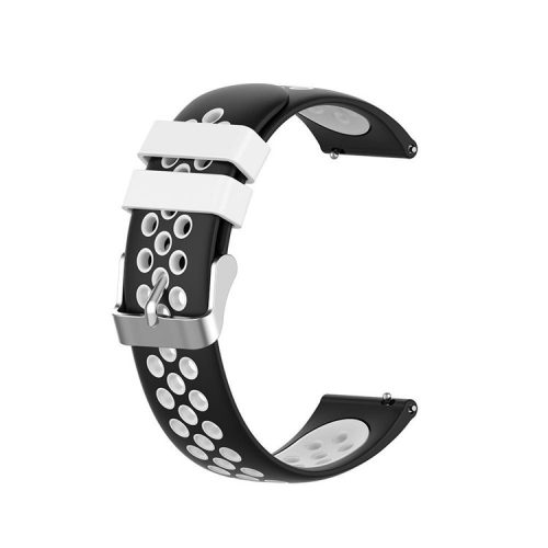 22mm Bi-color Silicone Watch Band for Samsung S3/S4/Galaxy Watch 46mm - Black/White