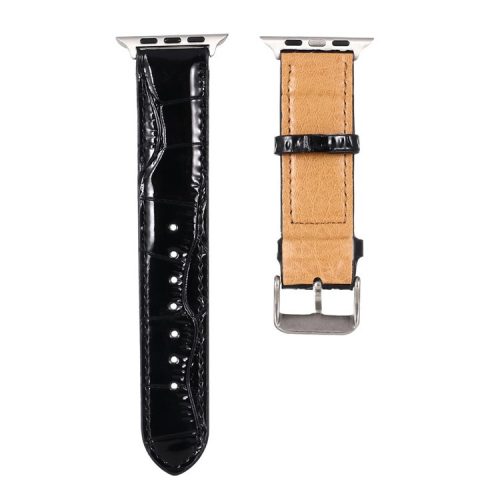 Crocodile Skin Split Leather Watch Band Strap Replacement for Apple Watch Series 8 45mm / Ultra 49mm / Ultra 2 49mm / Series 9 45mm / SE (2023) 44mm / 7 45mm / Series 4 / 5 / 6 / SE / SE (2022) 44m / Series 1 / 2 / 3 42mm - Black